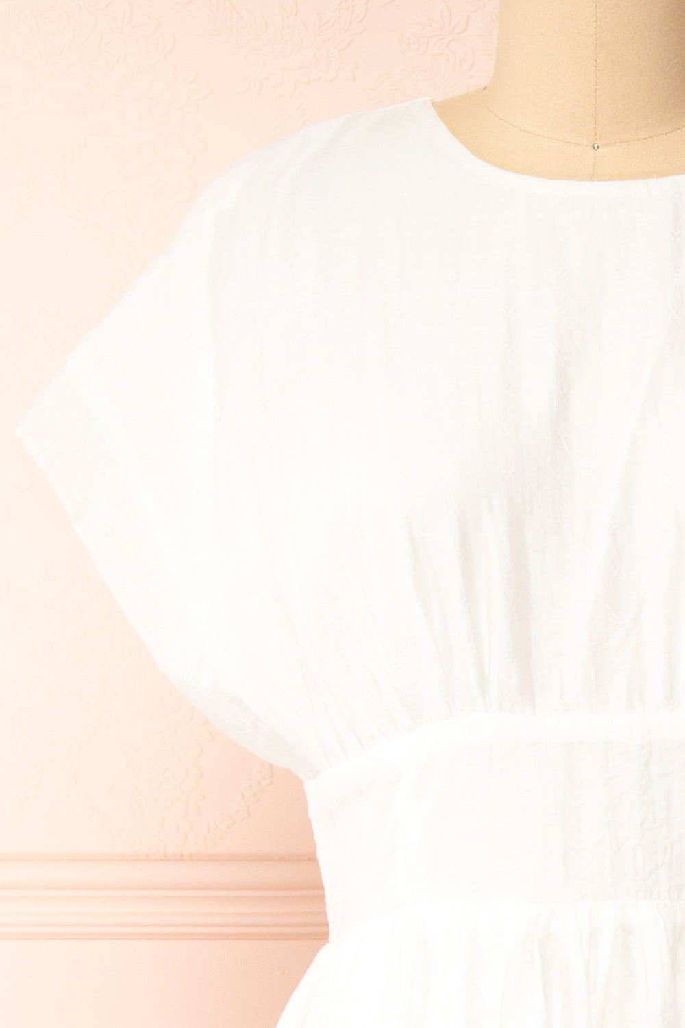 Evitae White Midi Dress w/ Short Sleeves | Boutique 1861 front