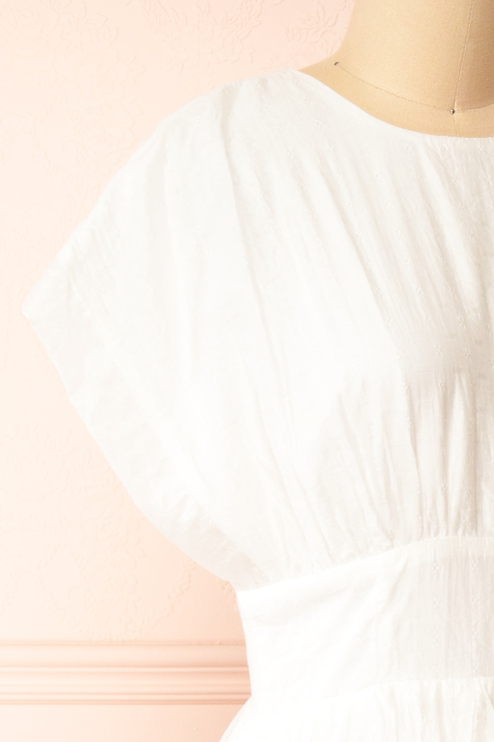 Evitae White Midi Dress w/ Short Sleeves | Boutique 1861  side