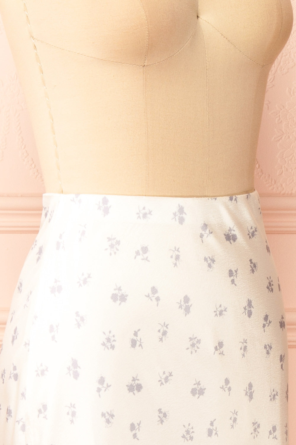 Ewilan Long Ivory Satin Floral Skirt | Boutique 1861  side