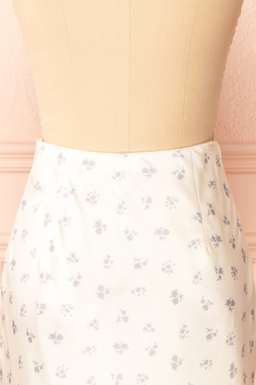 Ewilan Long Ivory Satin Floral Skirt | Boutique 1861  back