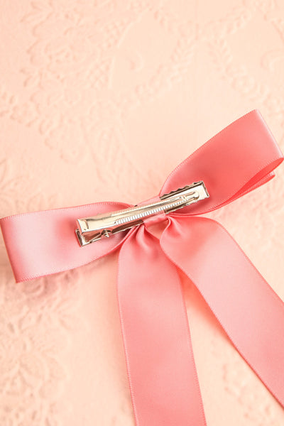 Ezelle Dusty Pink Satin Bow Hair Clip | Boutique 1861  back