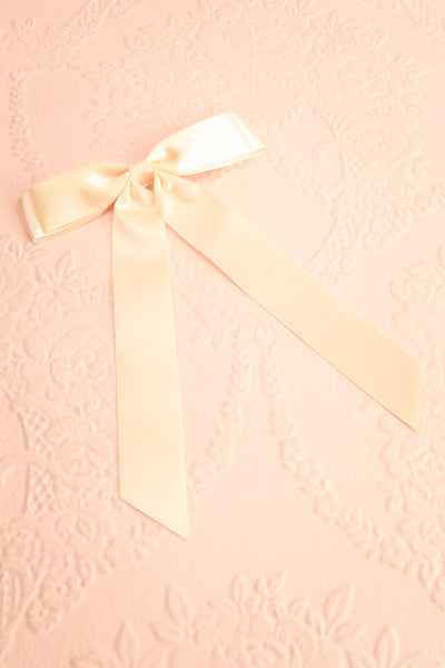 Ezelle Ivory Satin Bow Hair Clip | Boutique 1861 front view
