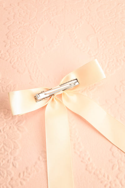 Ezelle Ivory Satin Bow Hair Clip | Boutique 1861  back view