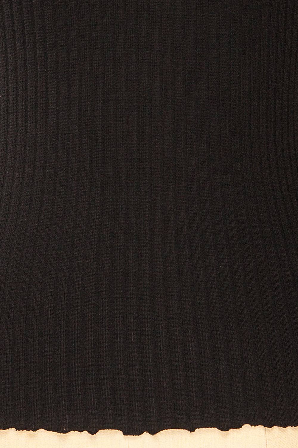Faaset Black Ribbed Top w/ Stand Collar | La petite garçonne fabric 