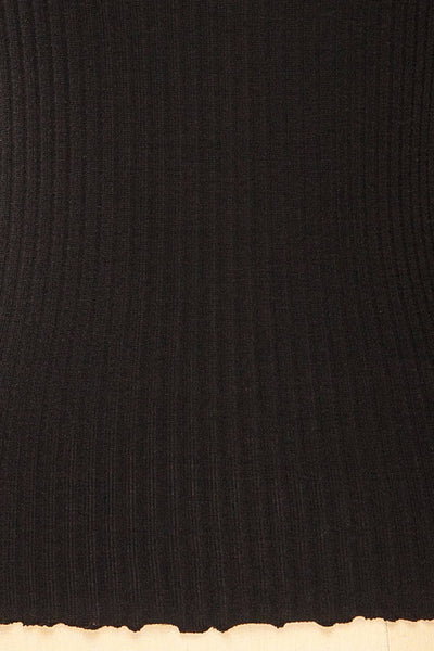 Faaset Black Ribbed Top w/ Stand Collar | La petite garçonne fabric