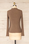 Faaset Taupe Ribbed Top w/ Stand Collar | La petite garçonne back view
