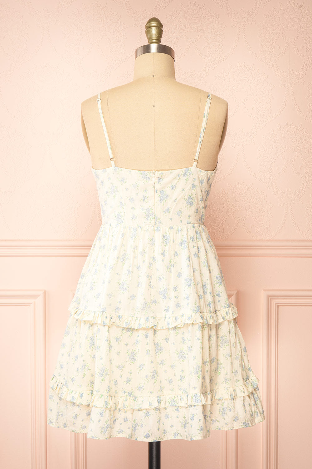 Faelle Short Cream Dress w/ Floral Pattern | Boutique 1861  back view