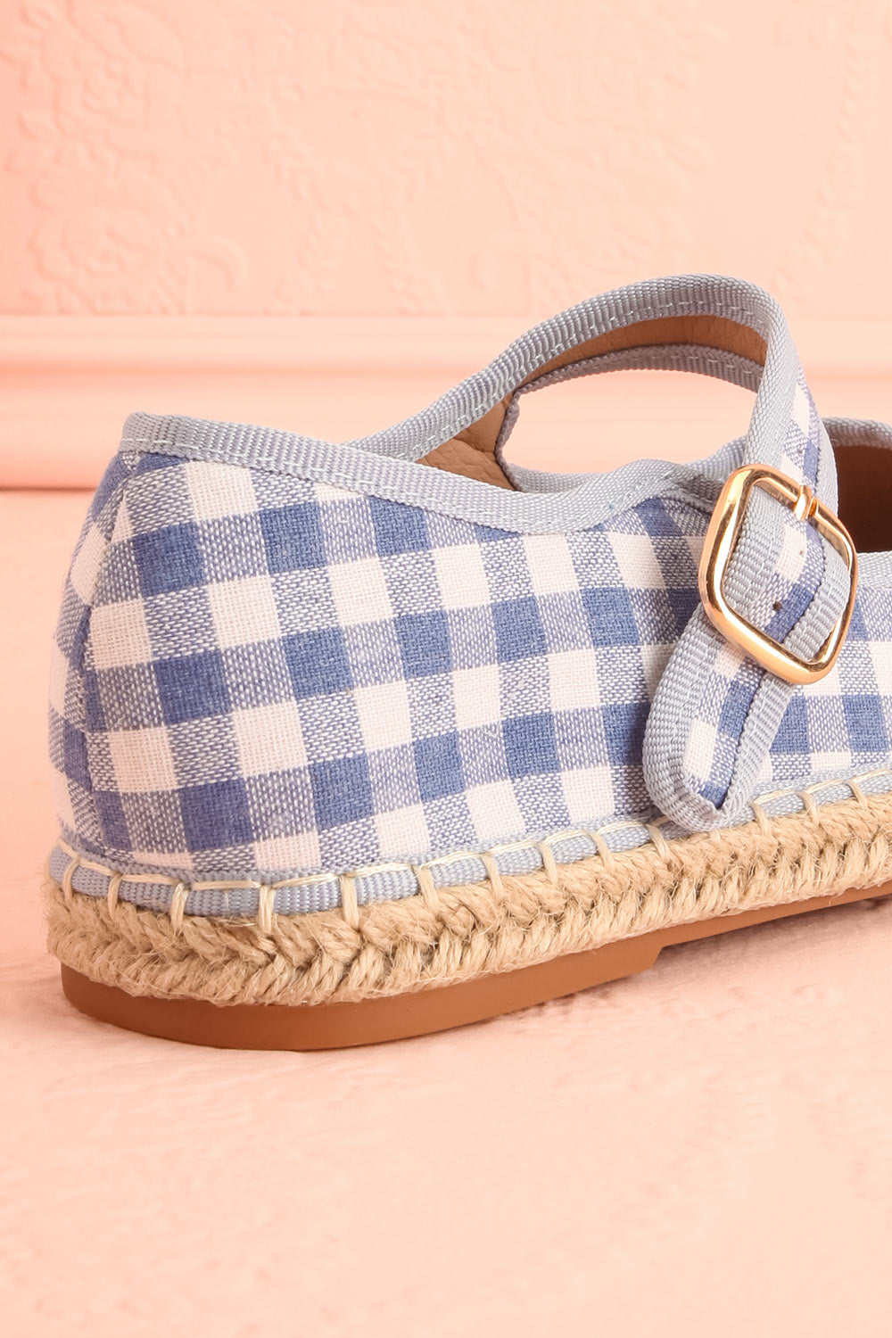Falia Blue Vichy-Print Mary Jane Flats with Strap | Boutique 1861 back