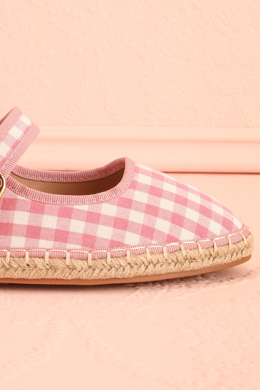 Falia Pink Vichy-Print Mary Jane Flats with Strap | Boutique 1861 side