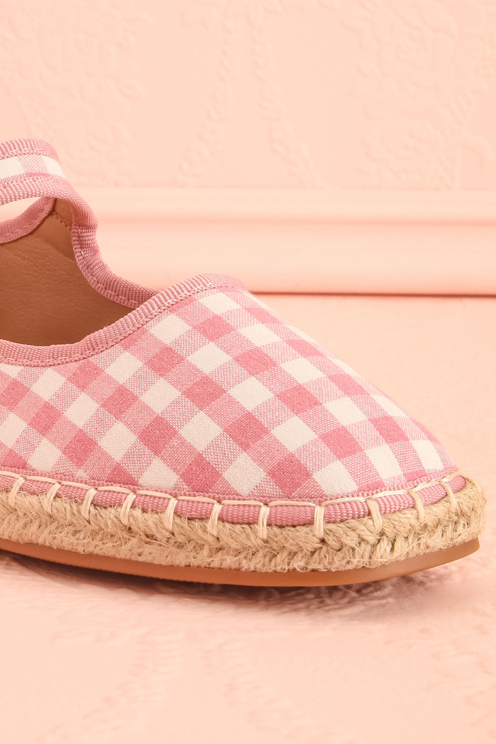 Falia Pink Vichy-Print Mary Jane Flats with Strap | Boutique 1861 front