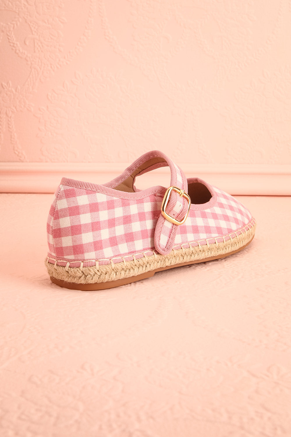Falia Pink Vichy-Print Mary Jane Flats with Strap | Boutique 1861 back view