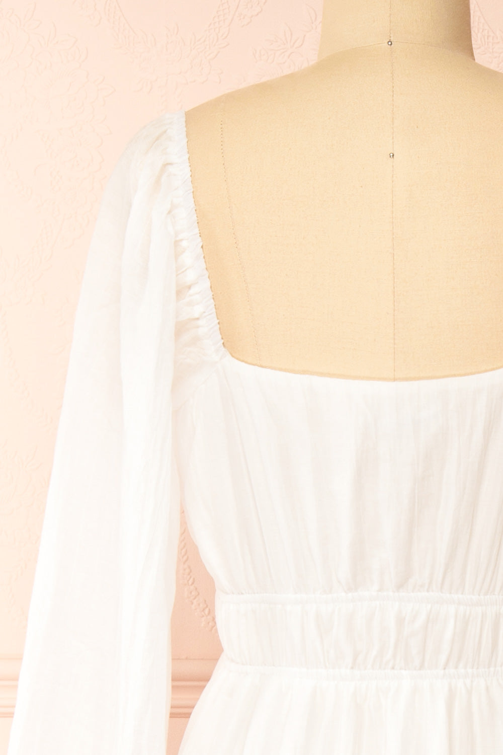 Fallon White Maxi Dress w/ Long Sleeves | Boutique 1861 back