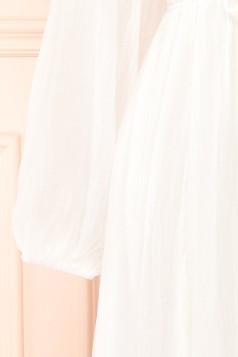 Fallon White Maxi Dress w/ Long Sleeves | Boutique 1861