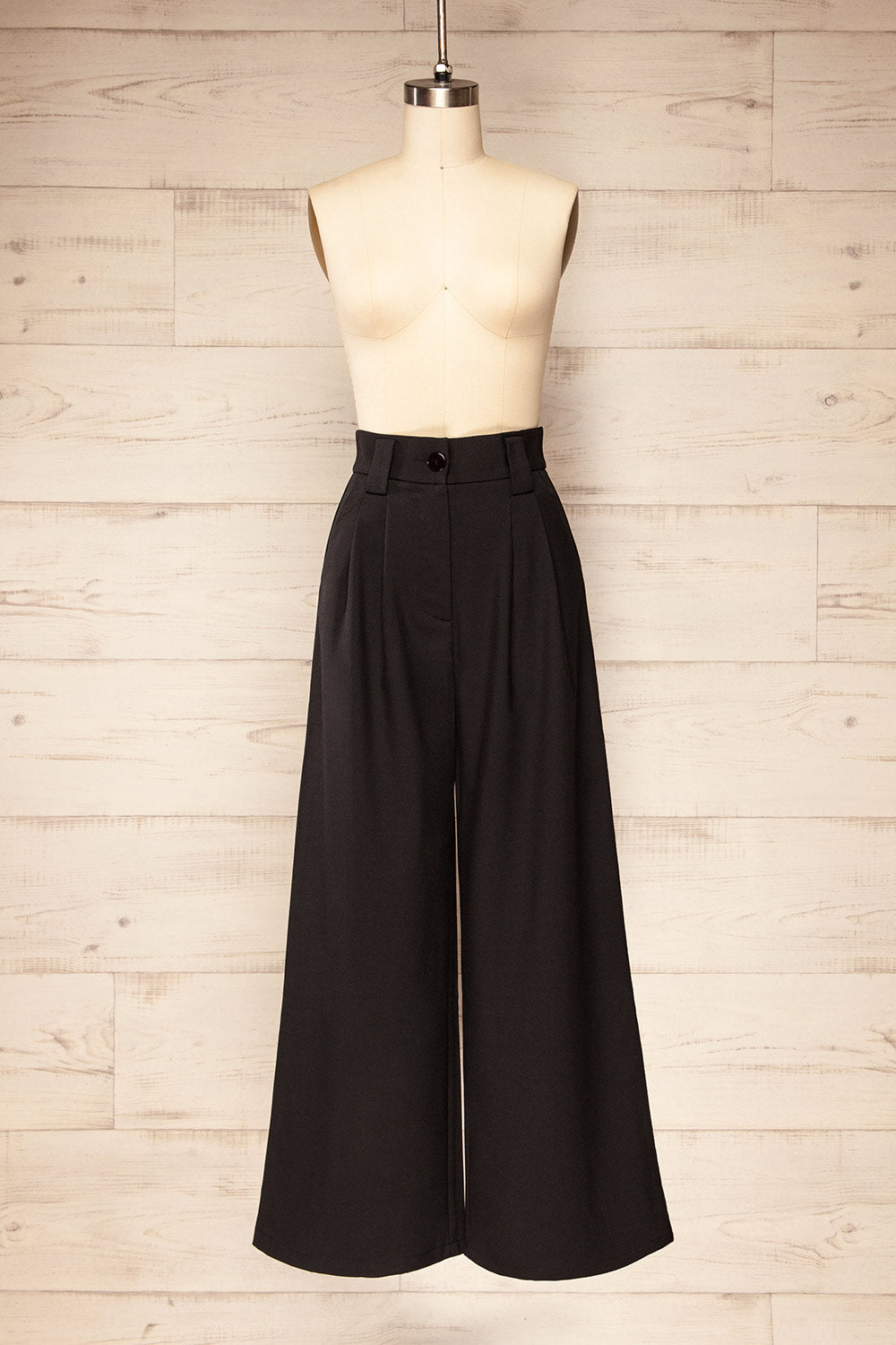 Famdon Black High-Waisted Wide Leg Pants | La petite garçonne front view