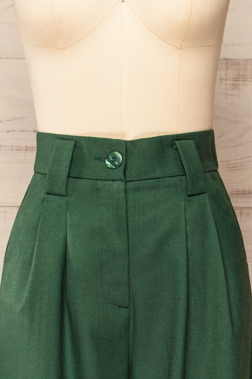 Famdon Green High-Waisted Wide Leg Pants | La petite garçonne  front