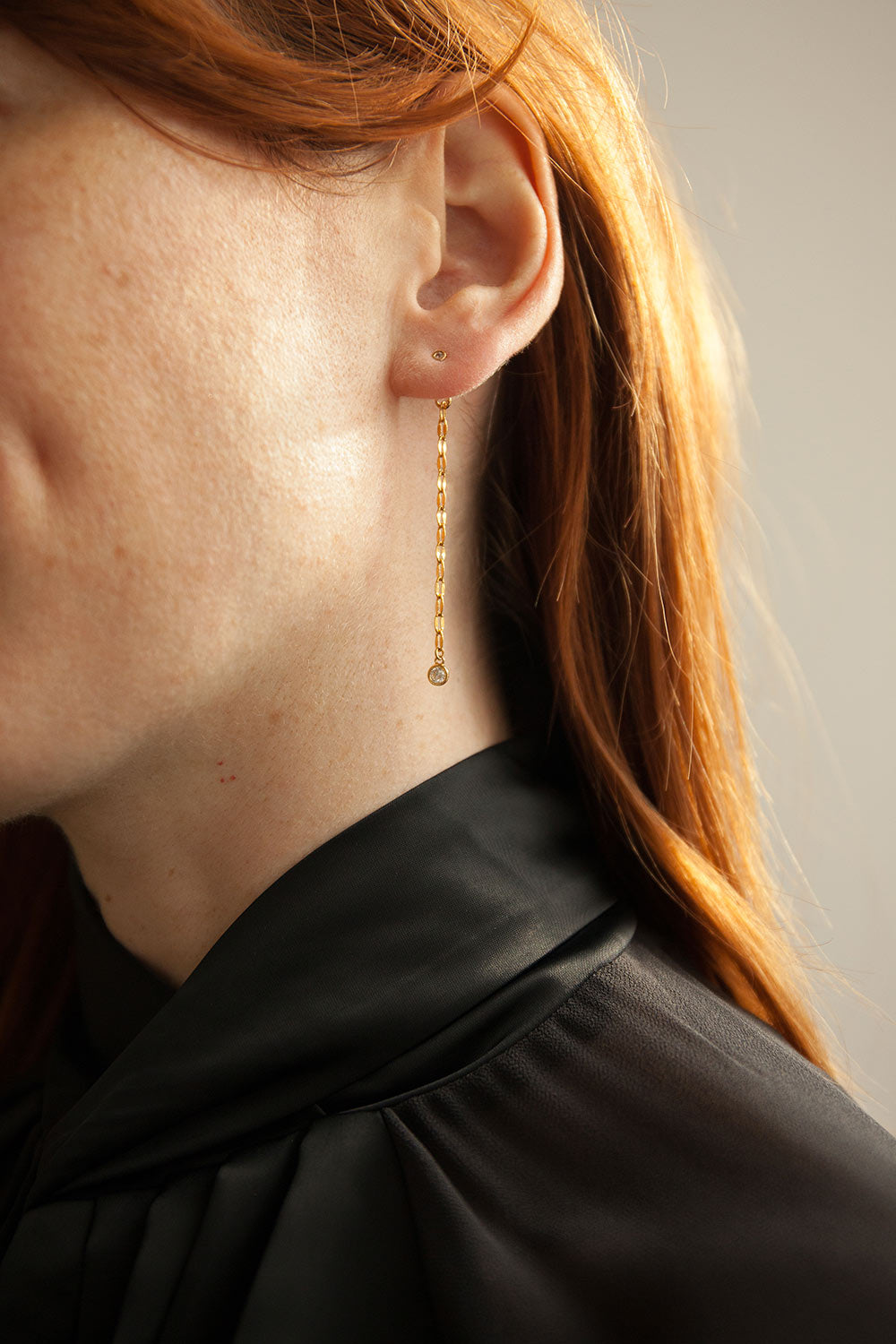 Fandalton Silver Earrings w/ Chain Backing | La petite garçonne model gold