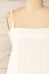 Fannar White A-line Midi Dress | La petite garçonne front close-up