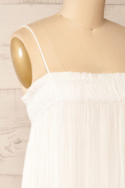 Fannar White A-line Midi Dress | La petite garçonne side close-up