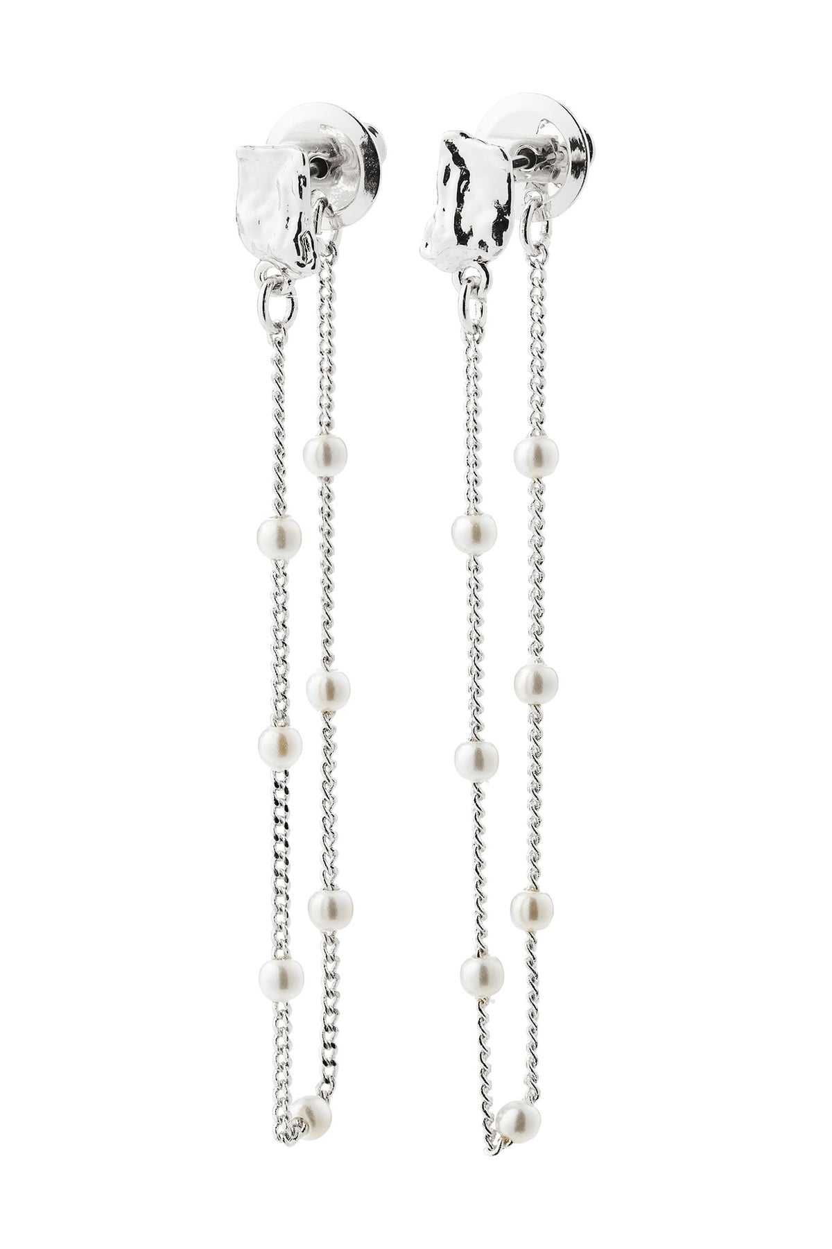 view of Farida Silver Loop Chain Earrings with Pearls by Pilgrim from La petite garçonne