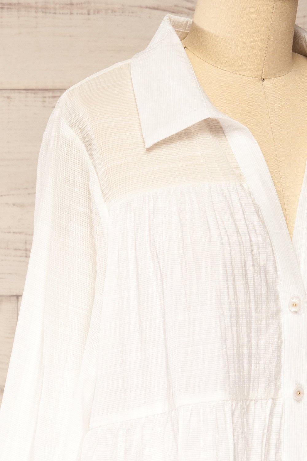 Favara White A-Line Short Shirt Dress | La petite garçonne side