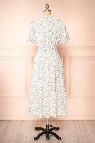 Faybelle White Silky Floral Midi Dress | Boutique 1861 back view
