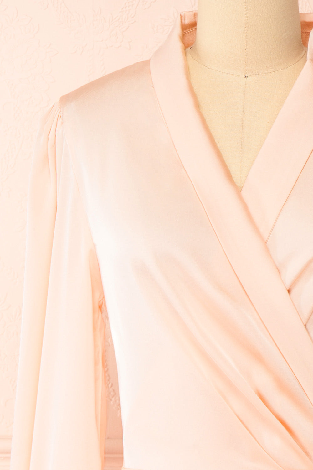 Felestine Pink Short Satin Wrap Dress | Boutique 1861  front