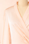 Felestine Pink Short Satin Wrap Dress | Boutique 1861  front