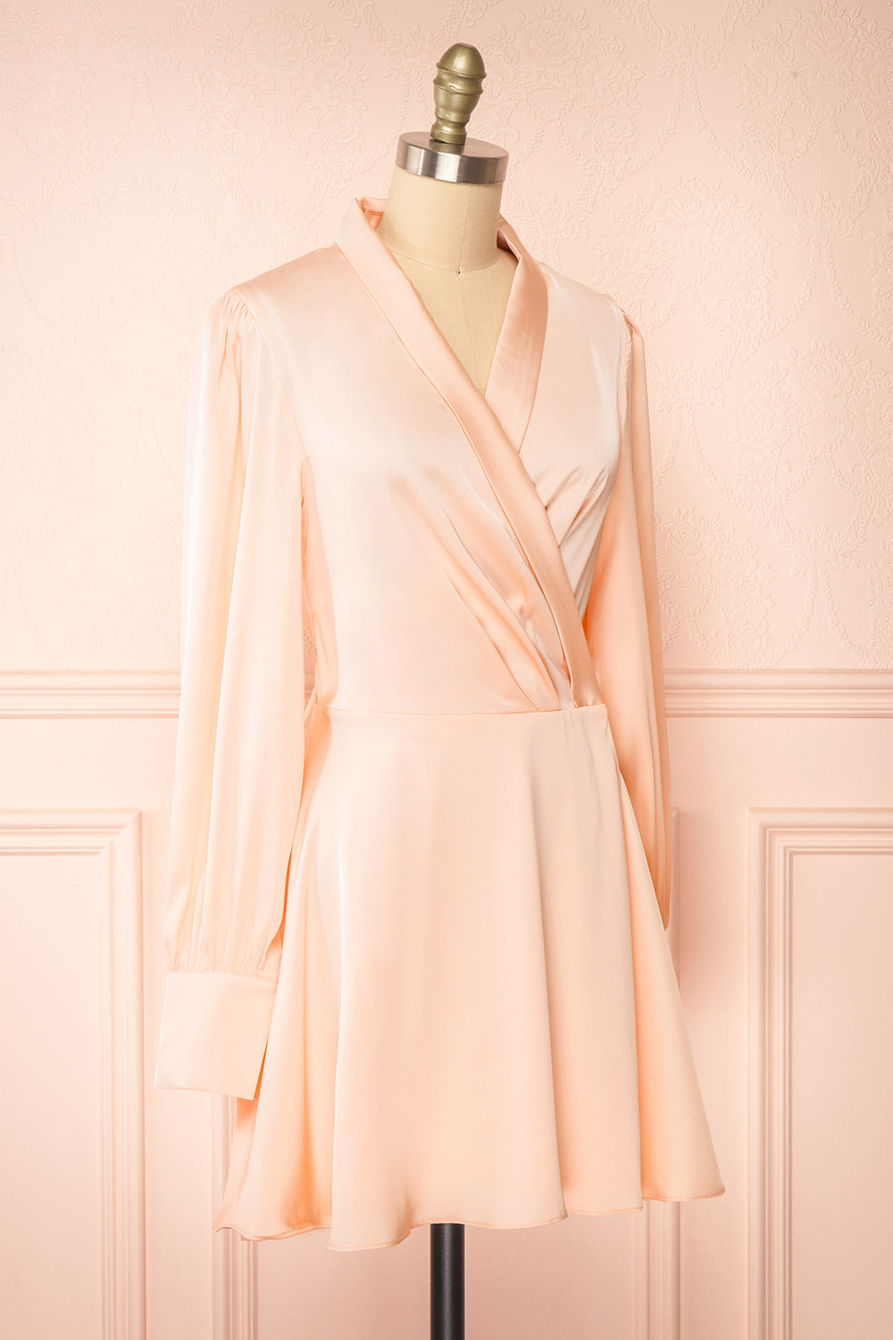 Felestine Pink Short Satin Wrap Dress