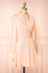 Felestine Pink Short Satin Wrap Dress | Boutique 1861 side view