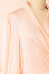 Felestine Pink Short Satin Wrap Dress | Boutique 1861  side