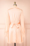 Felestine Pink Short Satin Wrap Dress | Boutique 1861  back view