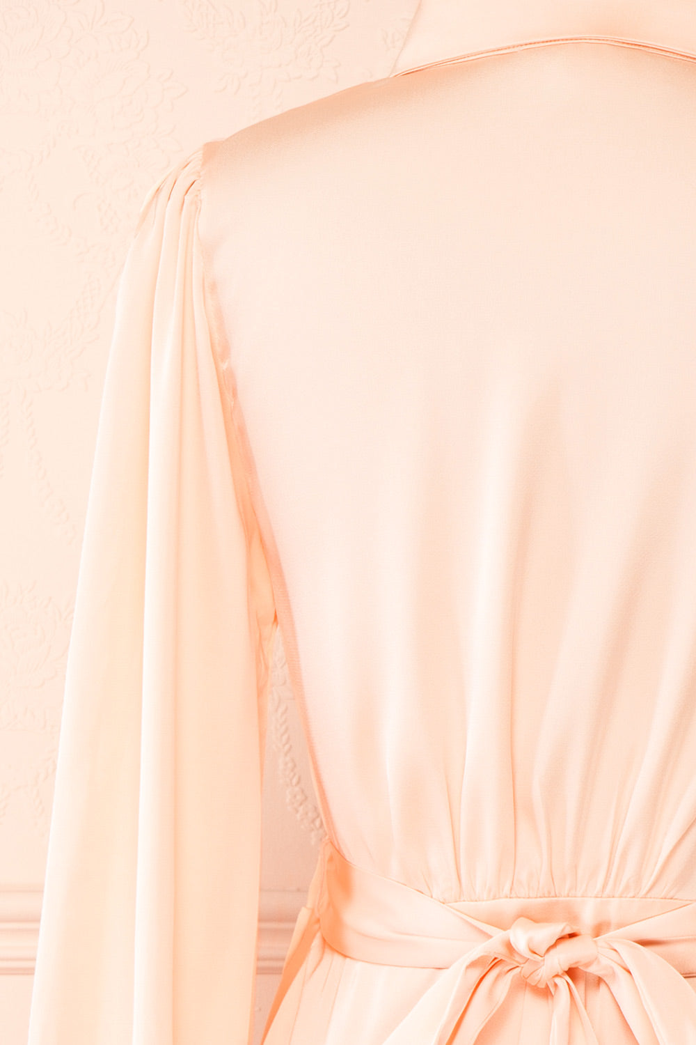 Felestine Pink Short Satin Wrap Dress | Boutique 1861  back