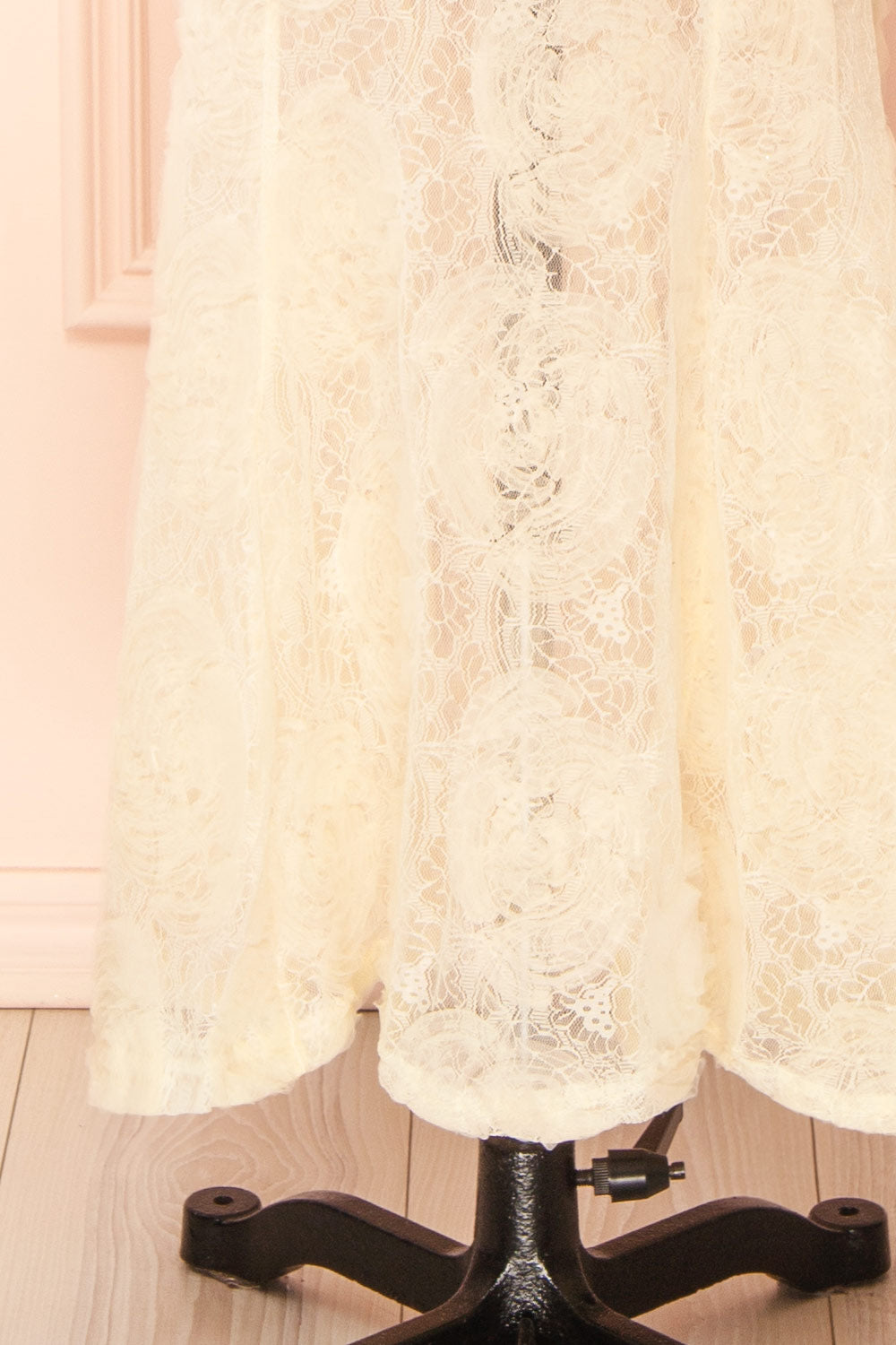 Felicity Cream Lace Mermaid Midi Dress with Pearls | Boudoir 1861 bottom