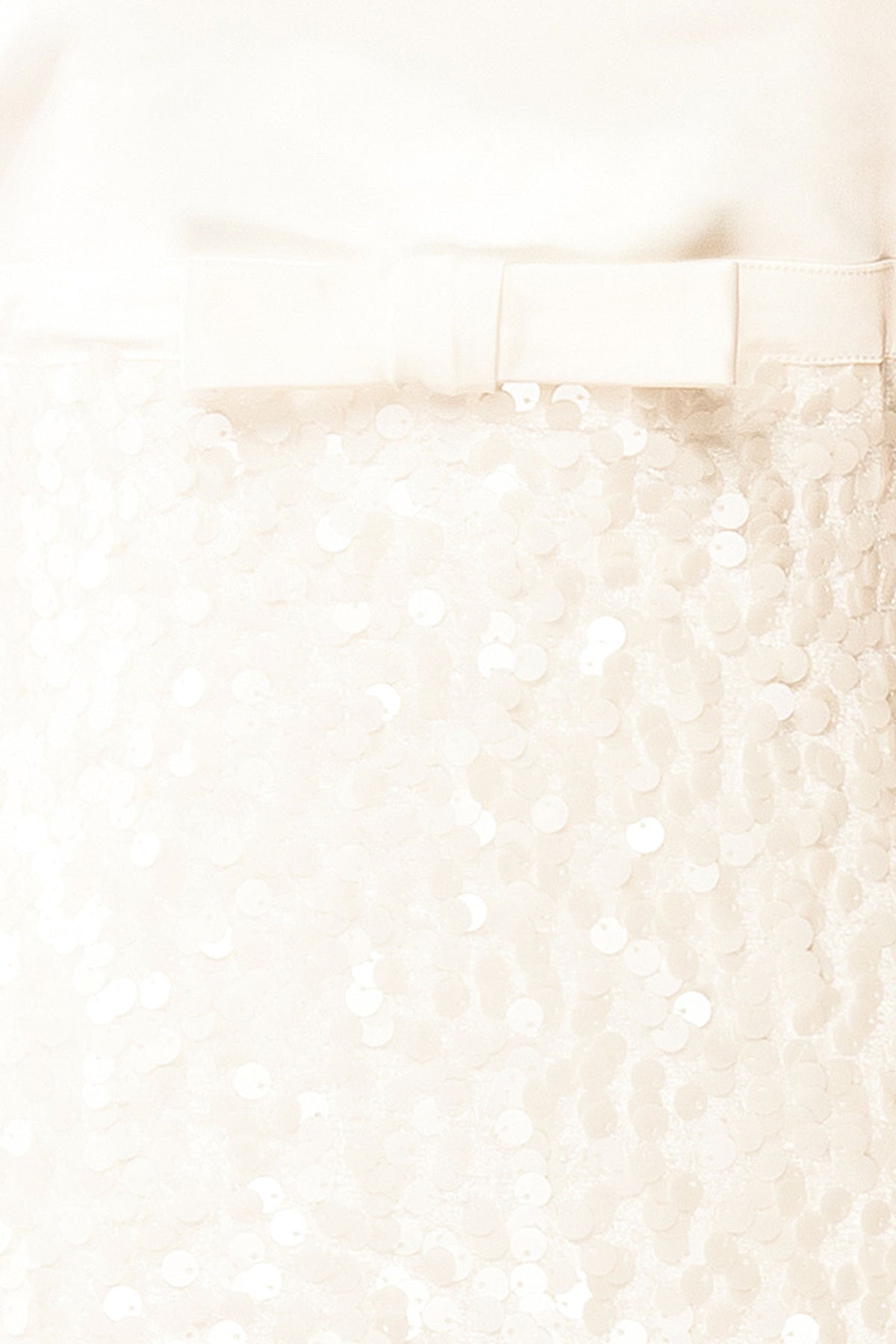 fabric view of Felina Ivory Satin Dress with Sequins at Boudoir 1861