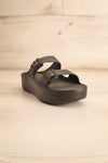Fenix Black Double Buckle Platform Sandals | La petite garçonne front view