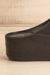 Fenix Black Double Buckle Platform Sandals | La petite garçonne side back close-up