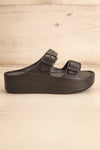 Fenix Black Double Buckle Platform Sandals | La petite garçonne side view