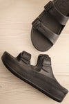 Fenix Black Double Buckle Platform Sandals | La petite garçonne flat view