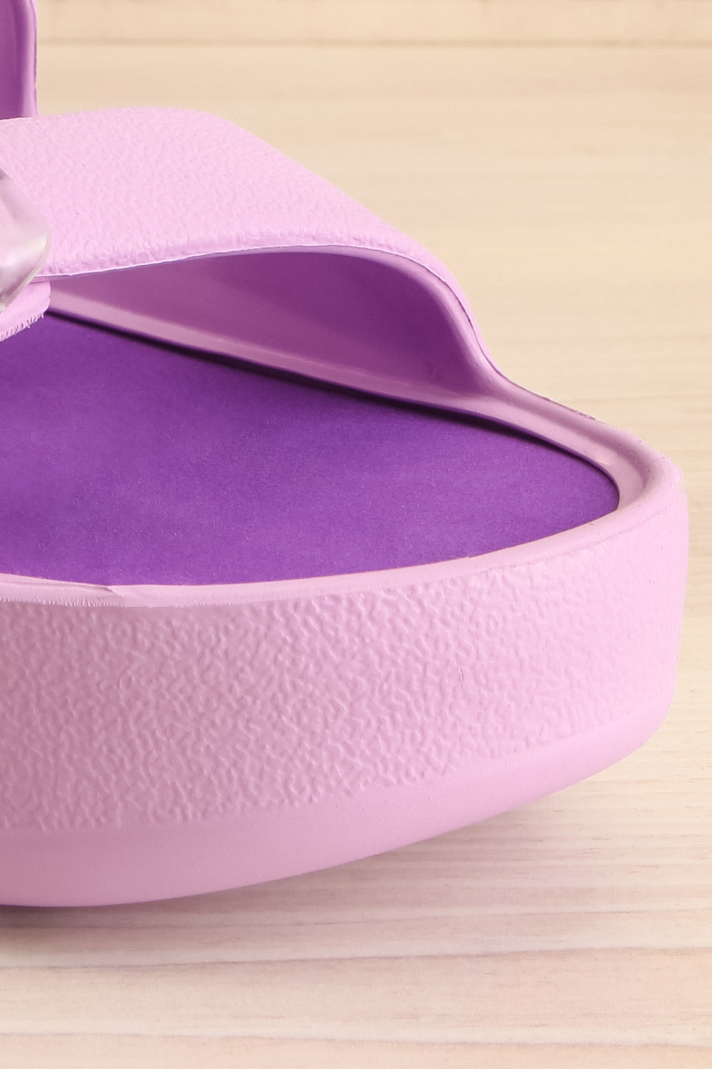 Fenix Lavender Double Buckle Platform Sandals | La petite garçonne front close-up