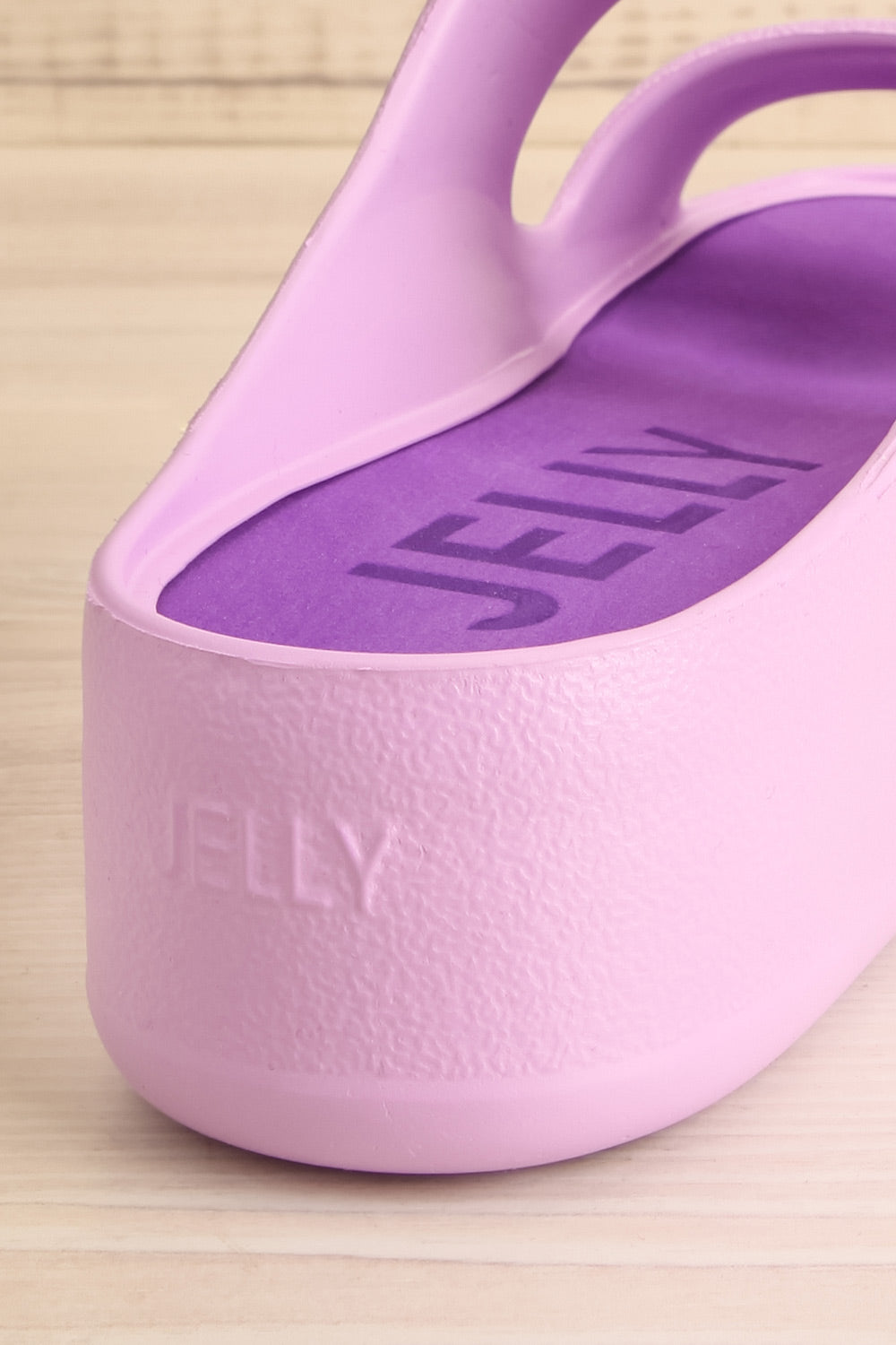 Fenix Lavender Double Buckle Platform Sandals | La petite garçonne back close-up