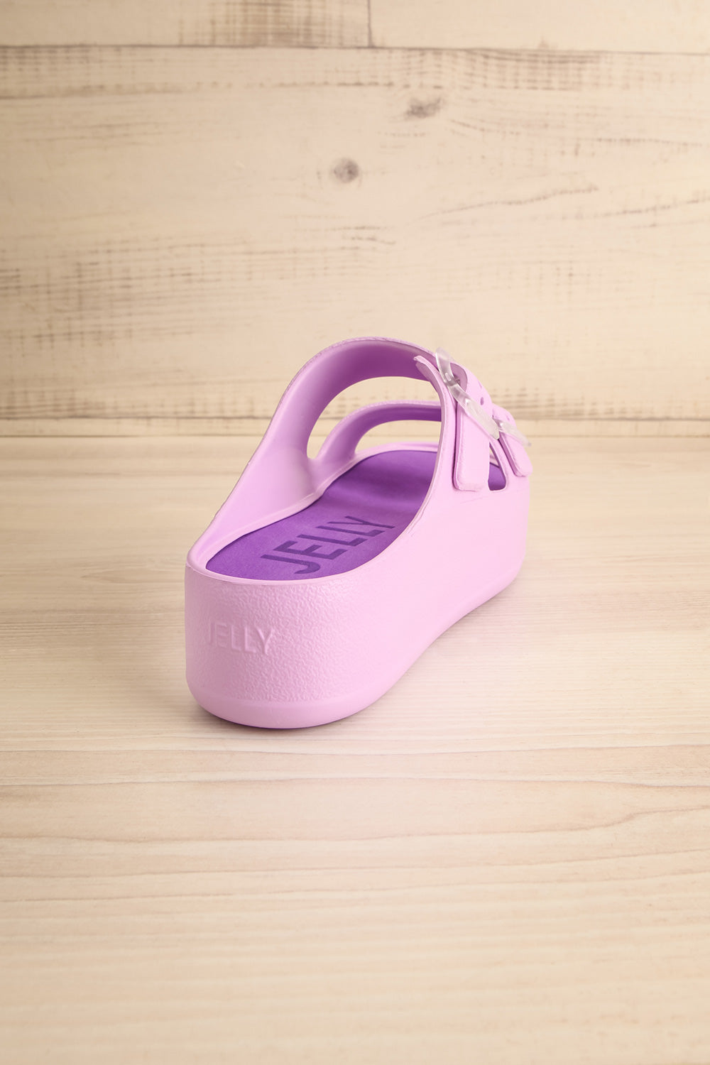 Fenix Lavender Double Buckle Platform Sandals | La petite garçonne back view