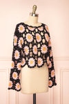 Fernanda Floral Crochet Top w/ Long Sleeves | Boutique 1861 side view