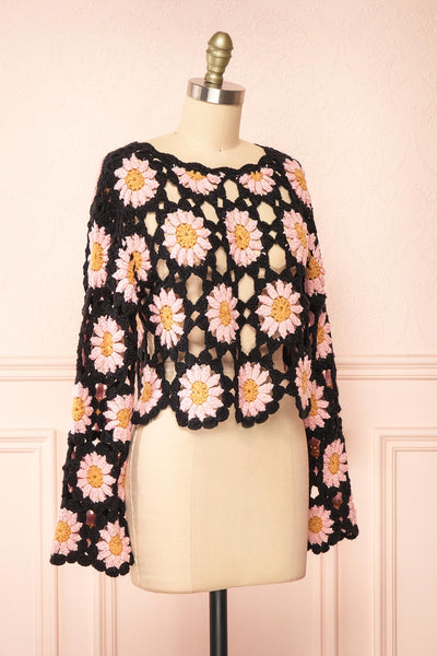 Fernanda Floral Crochet Top w/ Long Sleeves | Boutique 1861 side view