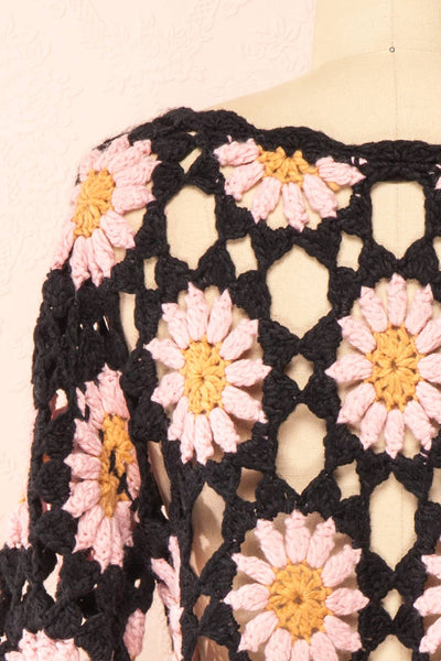 Fernanda Floral Crochet Top w/ Long Sleeves | Boutique 1861 back close-up