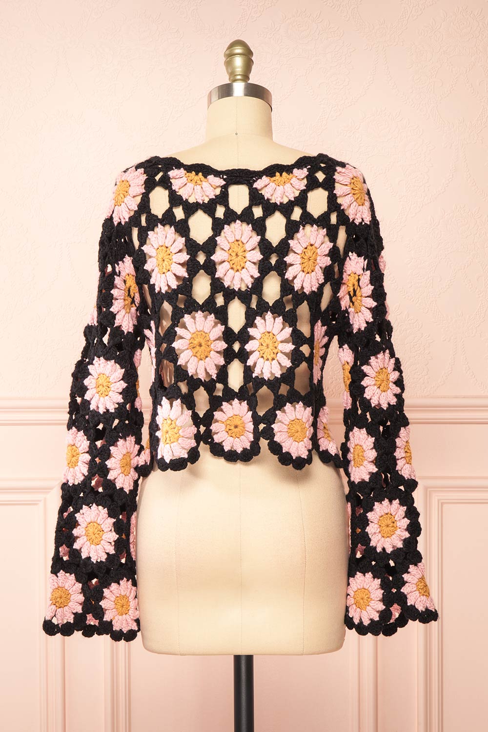 Fernanda Floral Crochet Top w/ Long Sleeves
