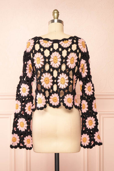Fernanda Floral Crochet Top w/ Long Sleeves | Boutique 1861 back view