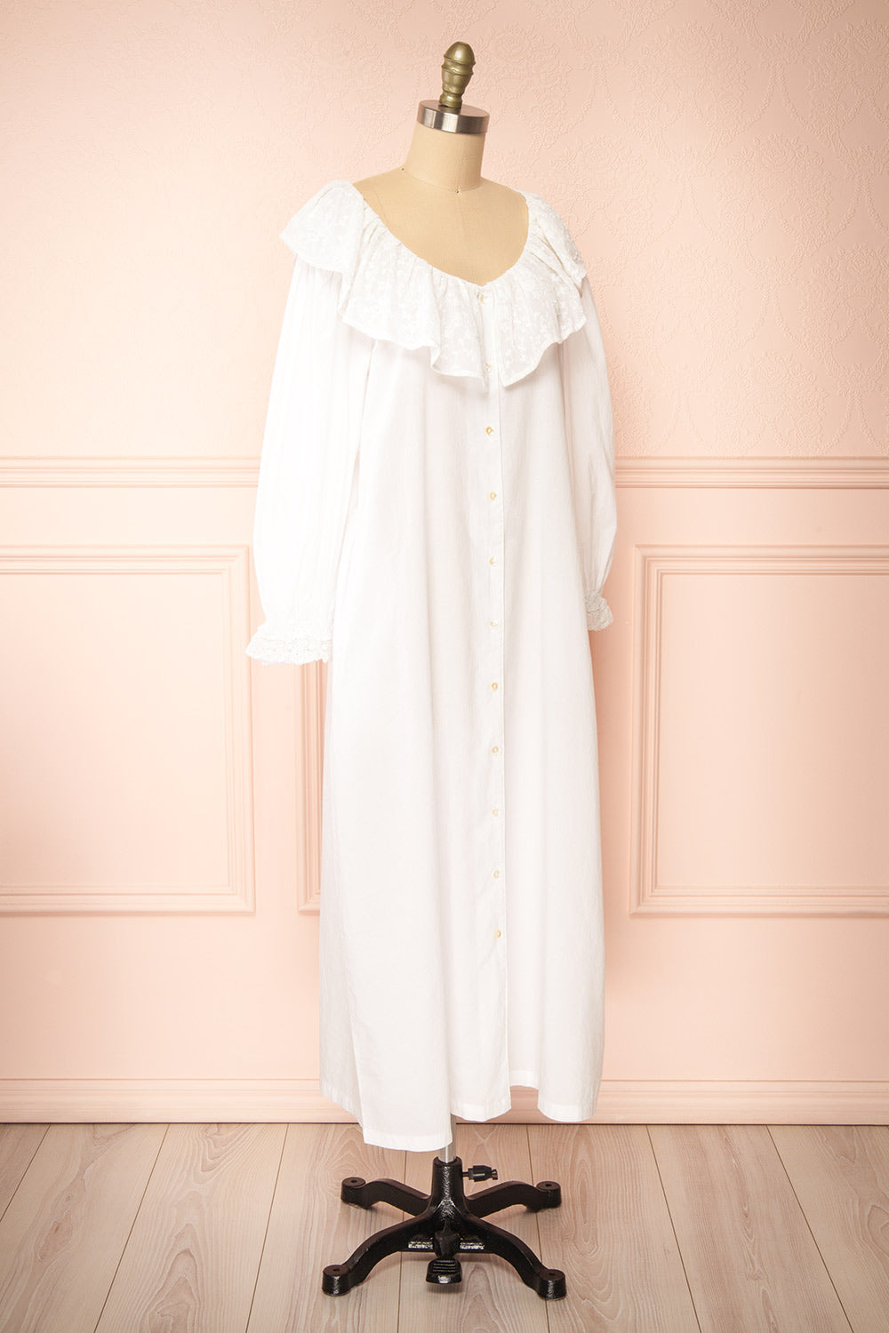 Fernley White Long-Sleeved Nightgown | Boutique 1861 side view