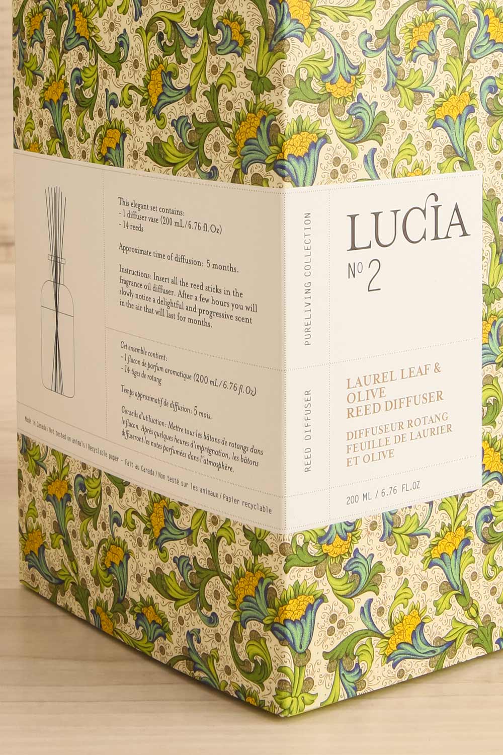 Laurel Leaf and Olive Reed Diffuser by Lucia | Maison garçonne box close-up