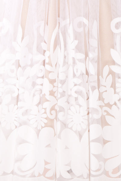 Filly Day Beige & White Velvet Pattern Dress | Boutique 1861 fabric