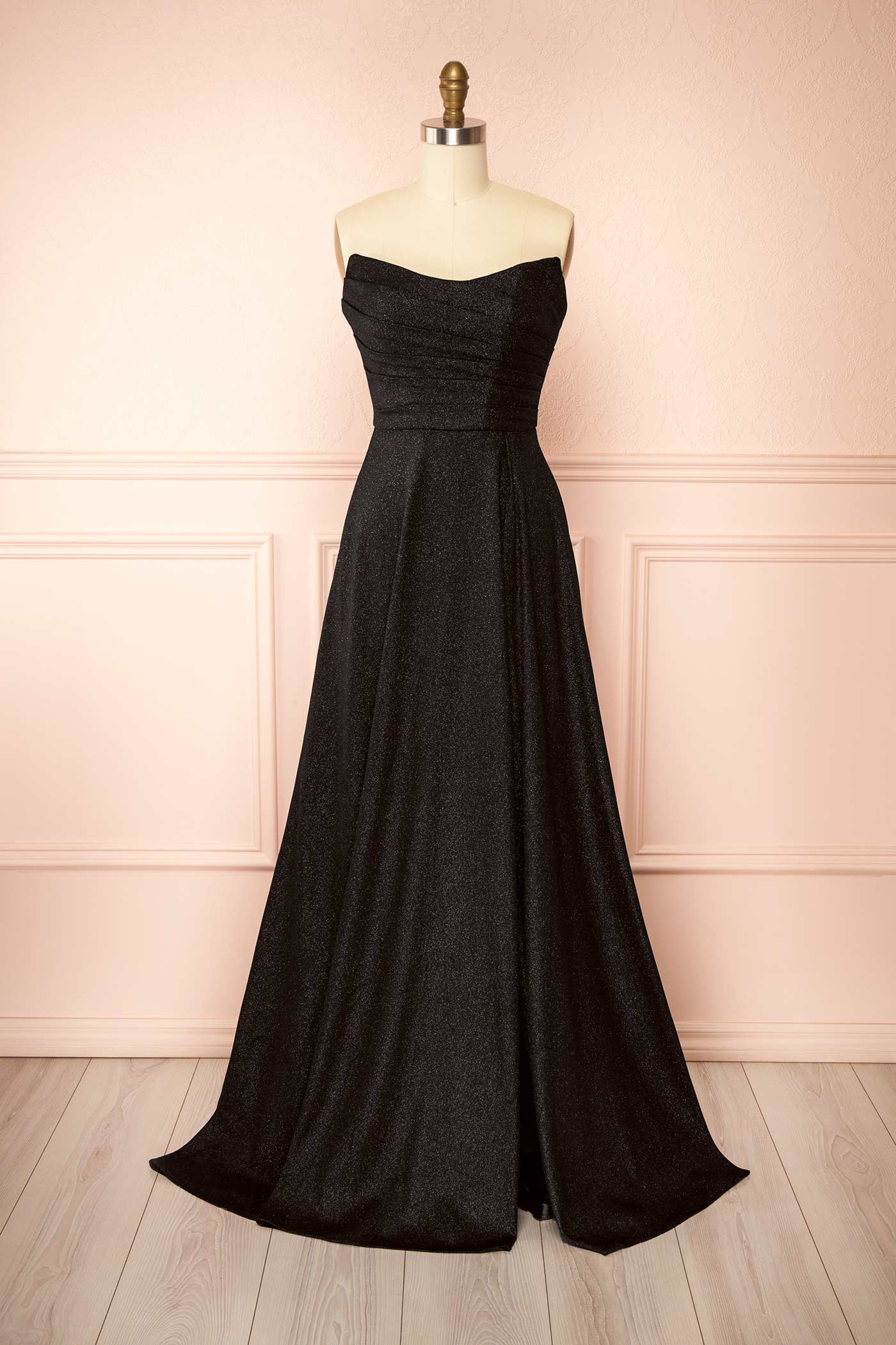 Fitzi Black | Sparkly Strapless Maxi Dress with Pockets